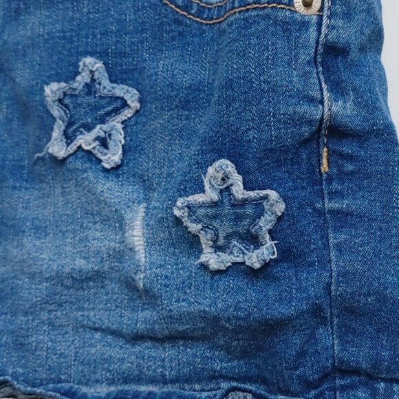 Justice dark blue wash distressed jeans shorts girl size 16 stars pattern - Picture 5 of 11